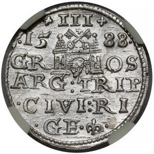 Zygmunt III Waza, Trojak Ryga 1588 - mała głowa