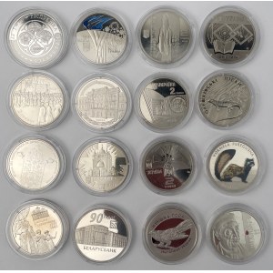 Białoruś i Ukraina, okolicznościowe ruble i hrywny - zestaw (16szt)