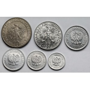 10 groszy - 10 złotych 1957-1974 - zestaw (6szt)