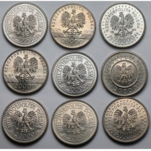 20.000 złotych 1993-1994 - zestaw (9szt)
