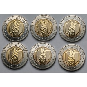 5 złotych 2014, 25 lat Wolności - zestaw (6szt)