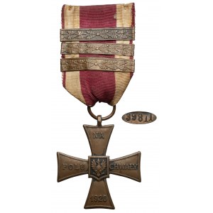 II RP, Krzyż Walecznych 1920 duży Knedler [39811] - z TRZEMA okuciami