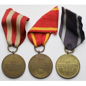 PRL, Medale Zwycięstwa i Wolności 1945, za Warszawę 1939-1945 i za Odrę, Nysę i Bałtyk 1946 - zestaw (3szt)