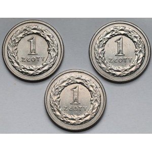 1 złoty 1990 - zestaw (3szt)