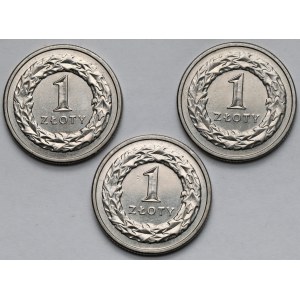 1 złoty 1990 - zestaw (3szt)