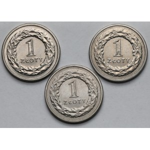 1 złoty 1990 - zestaw (3szt)