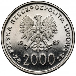 Próba NIKIEL 2.000 złotych 1987 Jan Paweł II - z krzyżem