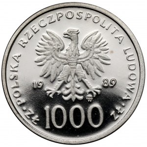 Próba NIKIEL 1.000 złotych 1989 Jan Paweł II - na kratce