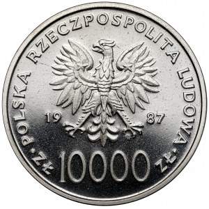 Próba NIKIEL 10.000 złotych 1987 Jan Paweł II - z krzyżem