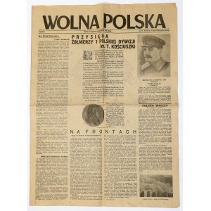 Wolna Polska - czasopismo - Przysięga żołnierzy 1 Polskiej Dywizji im. T. Kościuszki