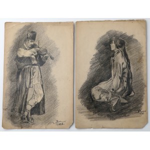Polska, Rysunki ołówkiem 1896 - zestaw (2szt)