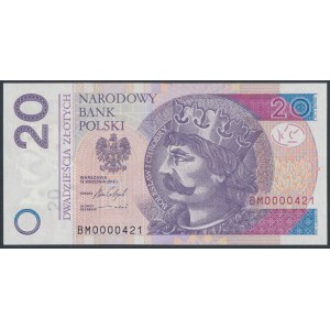 20 zł 2016 - BM - 0000421 - niski numer trzycyfrowy
