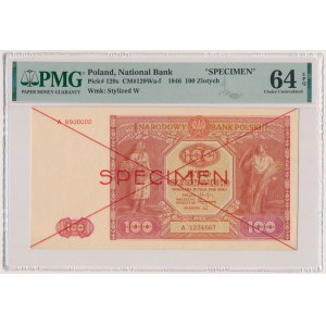 100 złotych 1946 - SPECIMEN - A 1234567 8900000