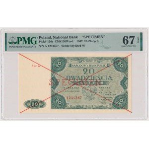 20 złotych 1947 - SPECIMEN - Ser.A 1234567
