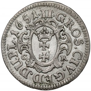 Jan II Kazimierz, Dwugrosz Gdańsk 1651 GR - ozdobny kartusz