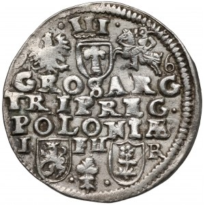 Zygmunt III Waza, Trojak Poznań 1596 - data przy herbach