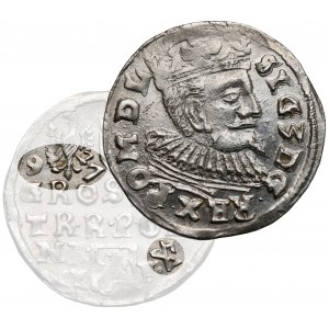 Zygmunt III Waza, Trojak Lublin 1597 - Ecke - data przy Orle