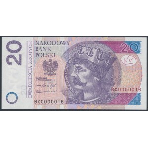 20 zł 2016 - BX - 0000016 - niski numer dwucyfrowy