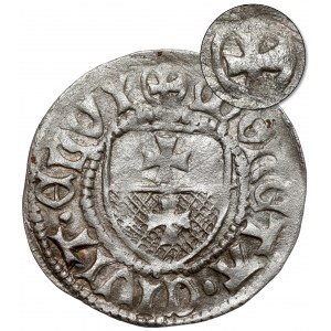 Kazimierz IV Jagiellończyk, Szeląg Elbląg - krzyż w KOLE - b.rzadki