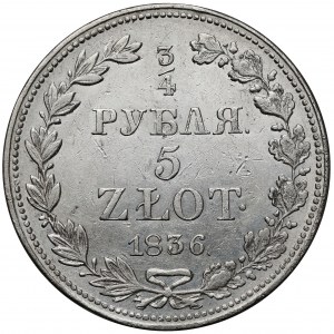 3/4 rubla = 5 złotych 1836 MW, Warszawa