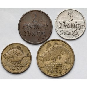 Gdańsk, 2-10 fenigów 1923-1937 - zestaw (4szt)