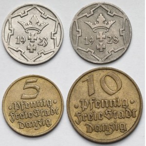Gdańsk, 5-10 fenigów 1923-1932 - zestaw (4szt)