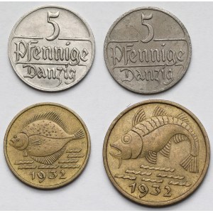 Gdańsk, 5-10 fenigów 1923-1932 - zestaw (4szt)