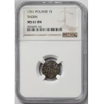 August III Sas, Szeląg Toruń 1761 - pięć rozet