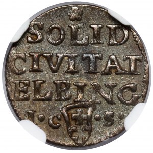 August III Sas, Szeląg Elbląg 1763 ICS