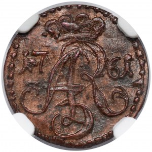 August III Sas, Szeląg Toruń 1761 DB - inicjały