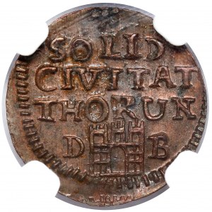 August III Sas, Szeląg Toruń 1761 DB - inicjały