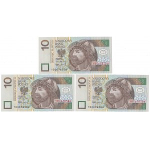 Zestaw 10 zł 1994 - YB - serie zastępcze (3szt)