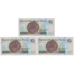 Zestaw 10 zł 1994 - YB - serie zastępcze (3szt)