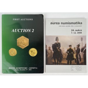 Katalogi aukcyjne Aurea numismatika i First auctions - zestaw (2szt)