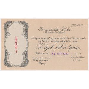 Bilet Skarbowy Ministerstwa Skarbu - 1.000 złotych 1939