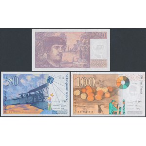 Francja, 20, 50 i 100 Francs 1992-1997 (3szt)