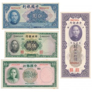 Chiny, 5, 10 i 50 Yuan 1930-1940 (4szt)