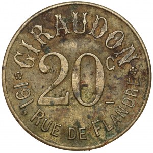 Belgia, Giraudon, Żeton o nominale 20 centimes (XIX/XX w.)
