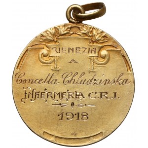 Wenecja, ZŁOTY medal 1918 - dla pielęgniarki Marii Chludzińskiej-Józefowicz