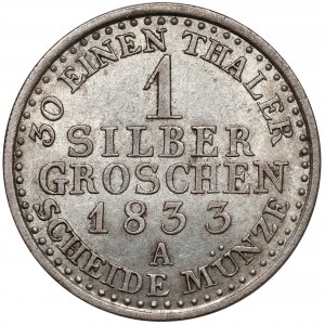Prusy, Friedrich Wilhelm III, Grosz srebrny 1833-A, Berlin