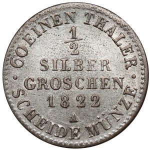Prusy, Friedrich Wilhelm III, 1/2 grosza srebrnego 1822-A, Berlin