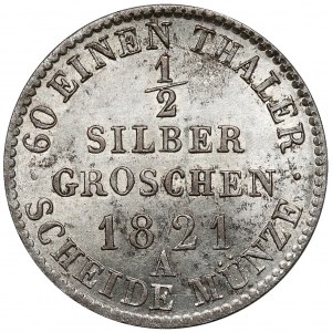 Prusy, Friedrich Wilhelm III, 1/2 grosza srebrnego 1822-A, Berlin