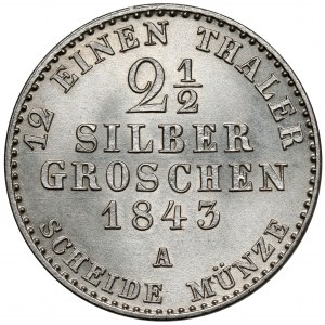 Prusy, Friedrich Wilhelm IV, 2-1/2 grosza srebrnego 1843-A, Berlin
