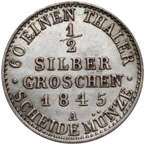 Prusy, Friedrich Wilhelm IV, 1/2 grosza srebrnego 1845-A, Berlin