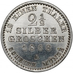 Prusy, Wilhelm I, 2-1/2 grosza srebrnego 1868-A, Berlin