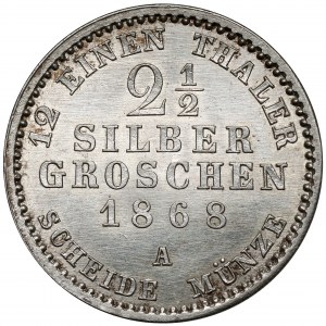 Prusy, Wilhelm I, 2-1/2 grosza srebrnego 1868-A, Berlin