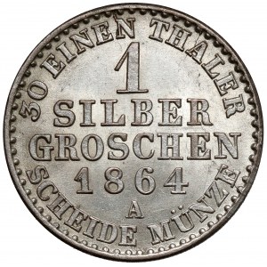 Prusy, Wilhelm I, Grosz srebrny 1864-A, Berlin