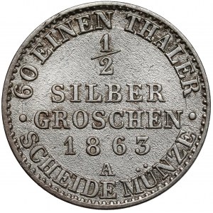 Prusy, Wilhelm I, 1/2 grosza srebrnego 1863-A, Berlin