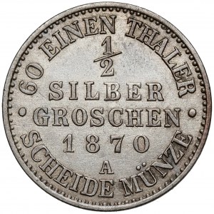 Prusy, Wilhelm I, 1/2 grosza srebrnego 1870-A, Berlin
