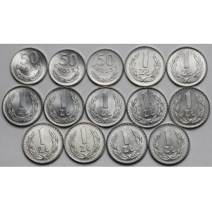 50 groszy - 1 złoty 1975-1988 - zestaw (14szt)